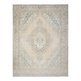 1970s Vintage Persian Handmade Wool Cotton Orange Area Rug For Sale