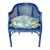 Vintage Navy Blue Caned Back Chair For Sale
