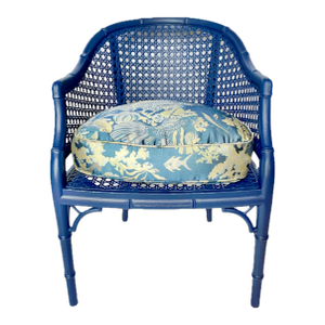 Vintage Navy Blue Caned Back Chair