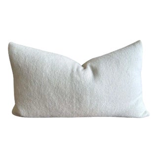 Custom Made Snow White Alpaca Wool Lumbar Pillow With Insert For Sale