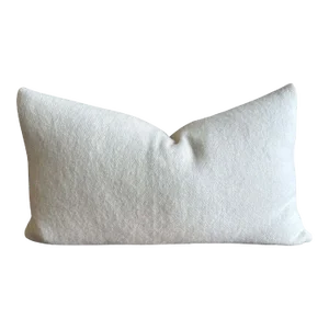 Custom Made Snow White Alpaca Wool Lumbar Pillow With Insert