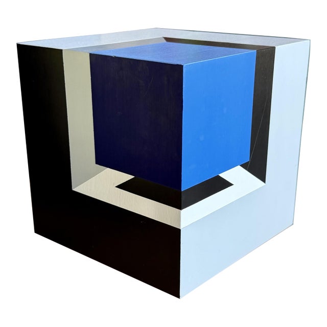 Vintage XL Frank Grimaldi "SeeTheCube" Signed Original Op Art Sculpture For Sale