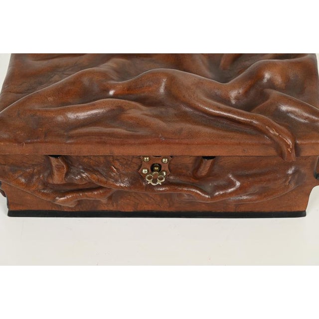 Large Draped Leather and Brass Decorative Box in the style of Adnet, Italy, 1960s For Sale - Image 17 of 18