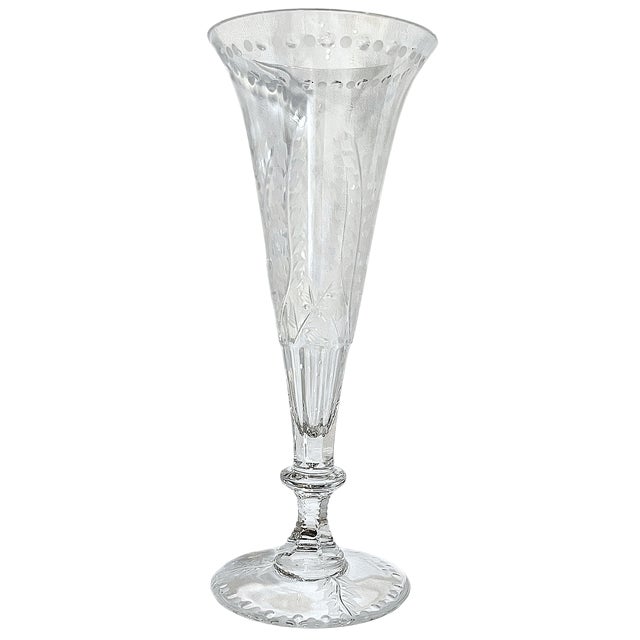 An exquisite William Yeoward Crystal champagne flute in the Fern pattern, one of the maker’s beautifully detailed hand-cut...