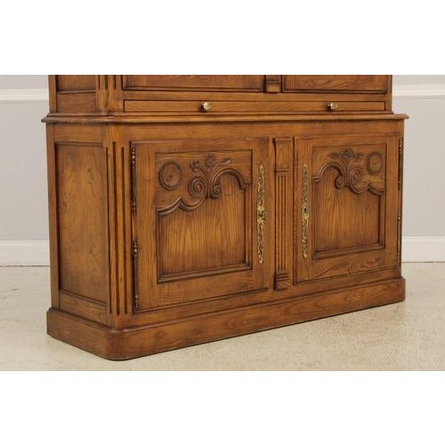 Brown Baker Oak French Country Armoire Bar Cabinet For Sale - Image 8 of 11