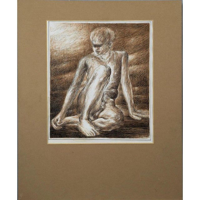 Joseph Smedley, Seated Male Nude Figurative Drawing, 1987, Paper For Sale - Image 4 of 6