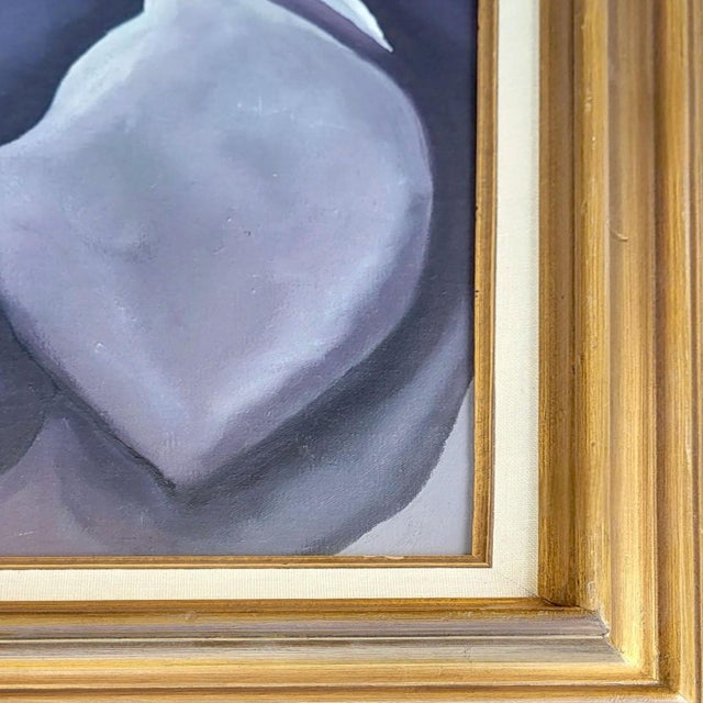 Dark Iris, Unisigned Modernist Oil Painting After Gerogia O'Keeffe For Sale In Palm Springs - Image 6 of 8