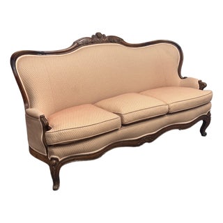 French Louis XV Style Carved Wood Canapé Sofa, Antique For Sale