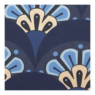 7 Rolls Liberty of London Wallpaper -Deco Scallop, Lapis #07241001c 11 Yard Rolls (By Fabricut) For Sale