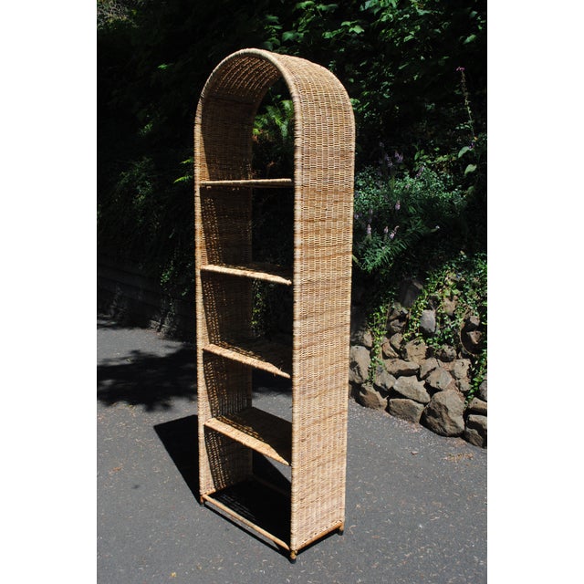 Vintage Coastal Grandmother Influenced Arched Wicker Etagere Chairish