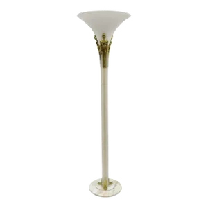 Vintage Art Deco Style Figural Frosted Acrylic and Glass Torchiere Floor Lamp