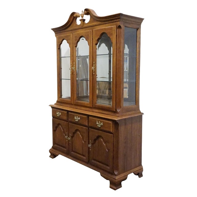 KELLER FURNITURE Solid Cherry Traditional Style 56" Buffet w. Lighted Display China Cabinet 83" High 56" Wide 20" Deep We...