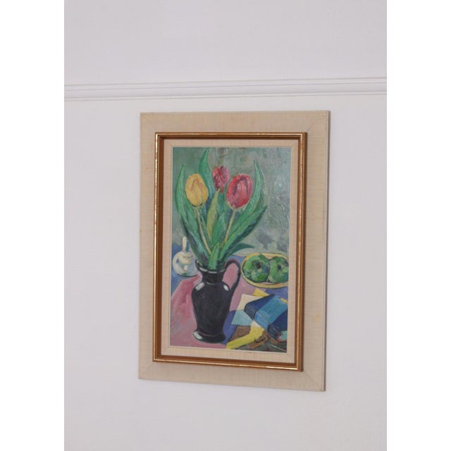 Gustaf Börtner, Tulips and Fruit, 1950s, Oil on Panel, Framed For Sale - Image 7 of 18
