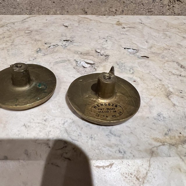 Metal 1950s Pepe Mendoza Set Two Round Pull Knobs Mayan Revival Malachite Mexico For Sale - Image 7 of 7