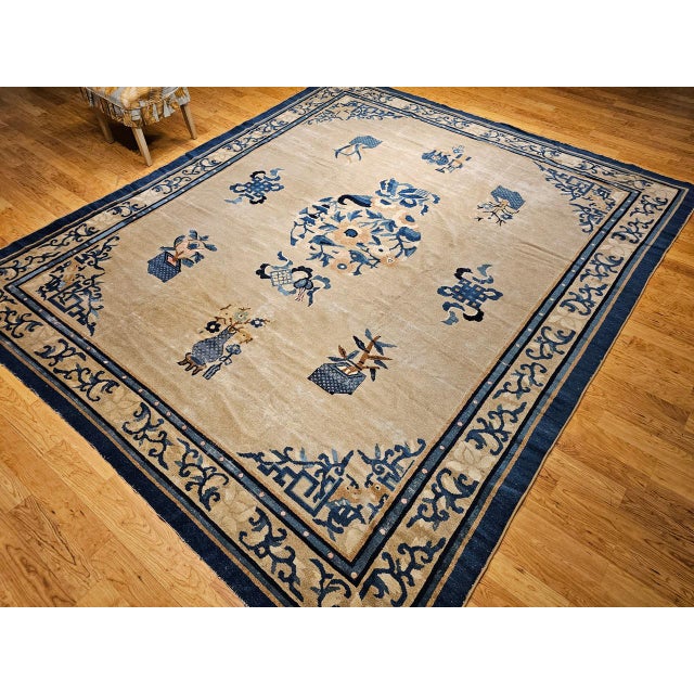 Antique Chinese Peking Rug, Hand-Knotted Wool, Fortune Symbols, 1800s, 10' x 12' For Sale - Image 9 of 18