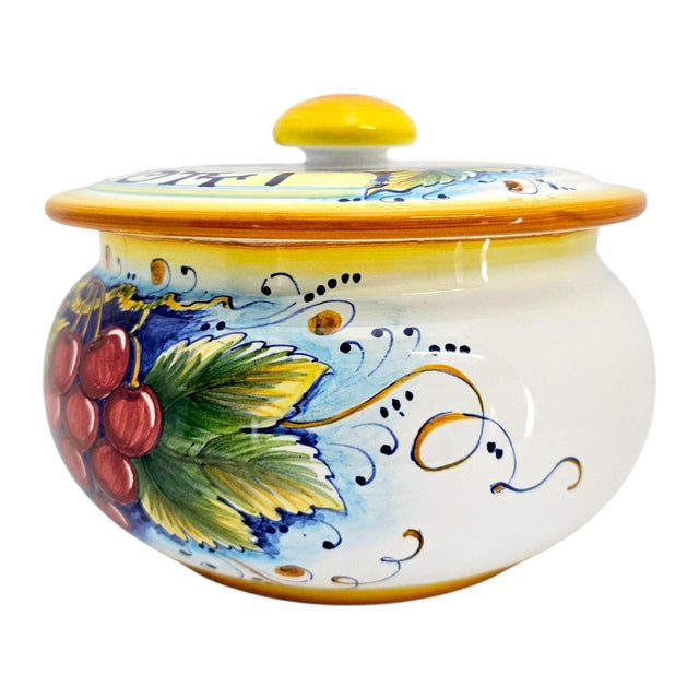Late 20th Century Gialletti Giulio Deruta Hand-Painted Maiolica Biscotti Jar For Sale - Image 4 of 13