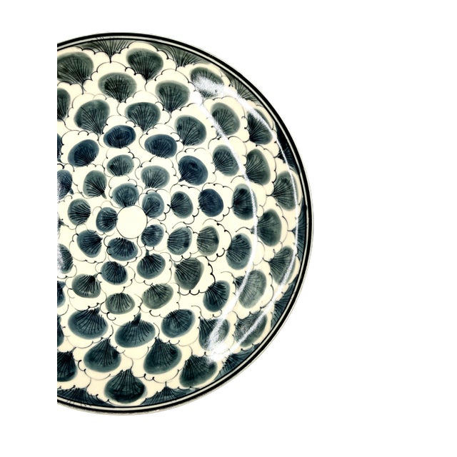 Contemporary Vintage Bat Trang Vietnamese Ceramic Dinner Plates With Mixed Leaf Motifs - Set of 6 For Sale - Image 3 of 14