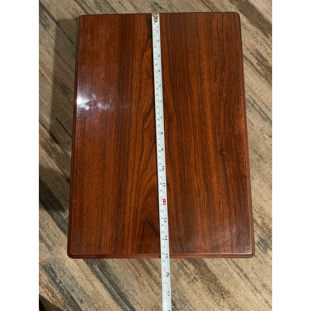 Brown Small Wooden Sofa Tray Table With Carved Spindle Legs For Sale - Image 8 of 12