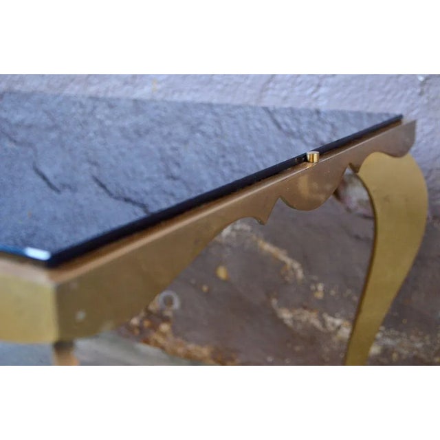 Vintage French Neo-Louis XVI Black Glass Coffee Table, 1960s For Sale - Image 4 of 18