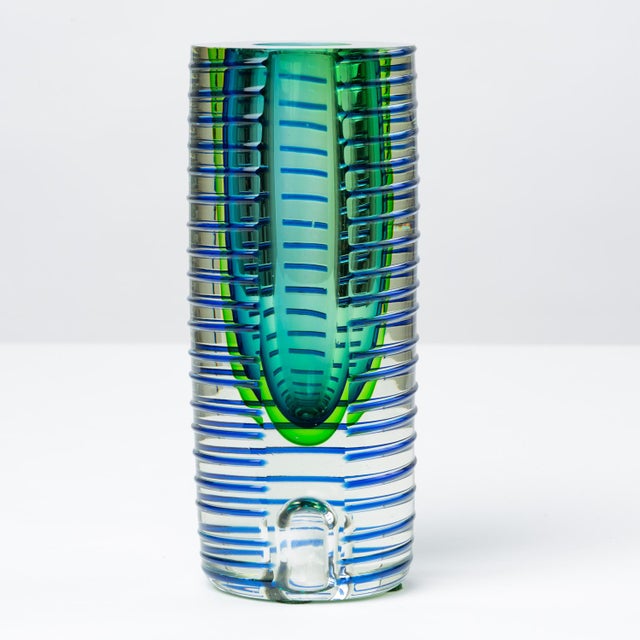 Glass 1980s Postmodern Glass Vase or Candlestick For Sale - Image 7 of 13