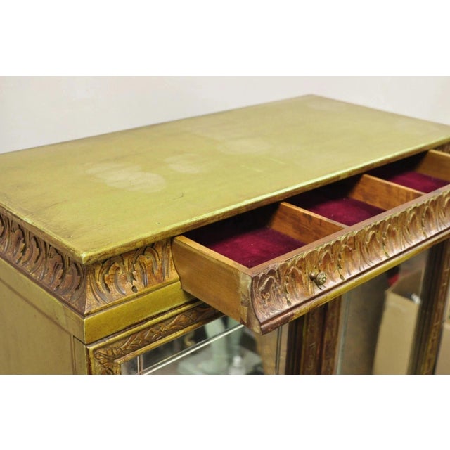 Antique Georgian Green Painted Mirror Front 2 Door Curio China Radio Cabinet For Sale - Image 12 of 13