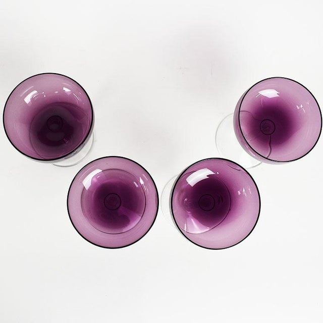 Purple Fostoria Crystal Stemware Champagne Coup Glasses Set of 4