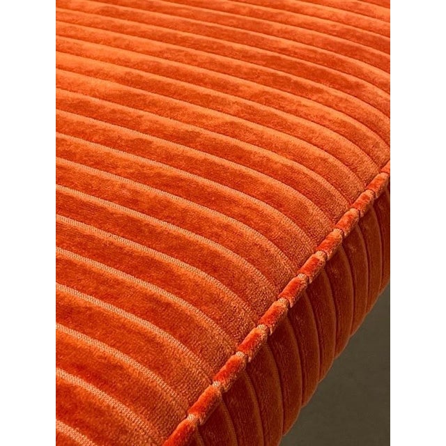 Bench in Stained Wood and Corduroy, 1960s For Sale - Image 9 of 13