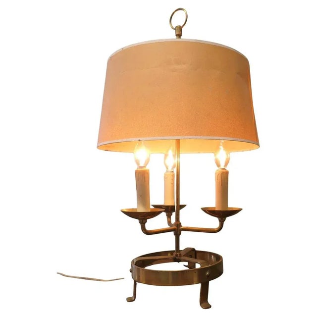 Gold French Brass Triple Bouillotte Table Lamp, 1900s For Sale - Image 8 of 8