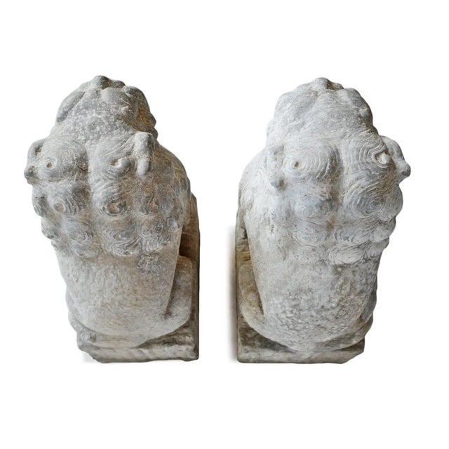 Old Mongolian Stone Foo Dog Statues - Pair For Sale In Los Angeles - Image 6 of 12