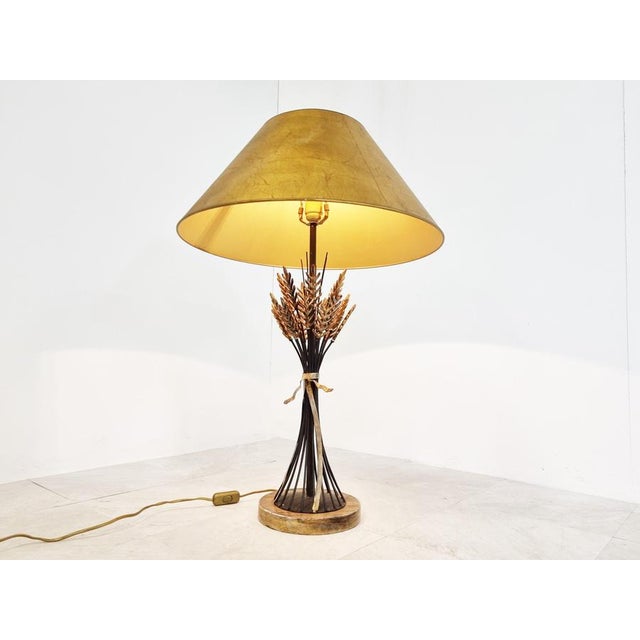 Hollywood Regency Vintage Sheaf of Wheat Table Lamp, 1960s For Sale - Image 3 of 12