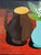 1970s 1977 'Blue Vase & Pears' Vintage Original Still Life Tempera Painting by Swedish Artist Eric Cederberg (1897-1984), Framed For Sale - Image 5 of 11