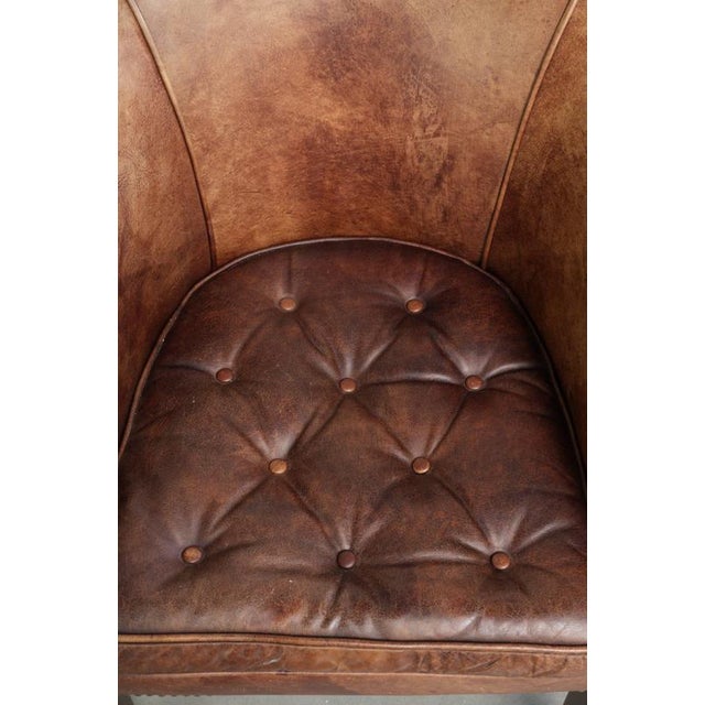Desk Chair In Cognac-colored Cowhide Leather For Sale - Image 6 of 12