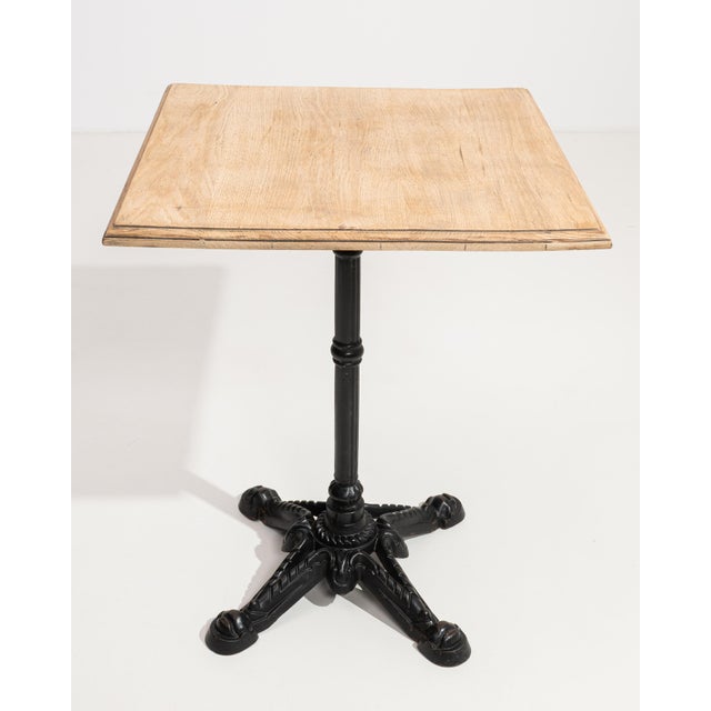 Cast Iron Bistro Table with Oak Top, Antique, France, 20th Century For Sale - Image 4 of 11