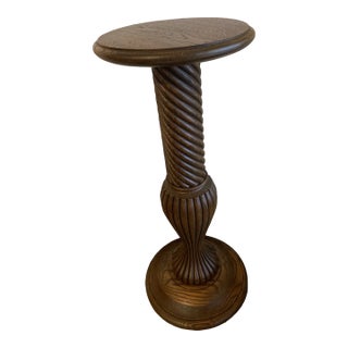 Beautiful Spiral Oak Plant Stand For Sale