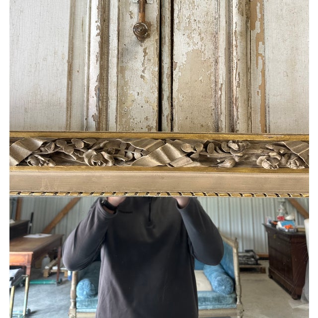 Antique Mirror in Beech Frame, 1800s For Sale - Image 4 of 12
