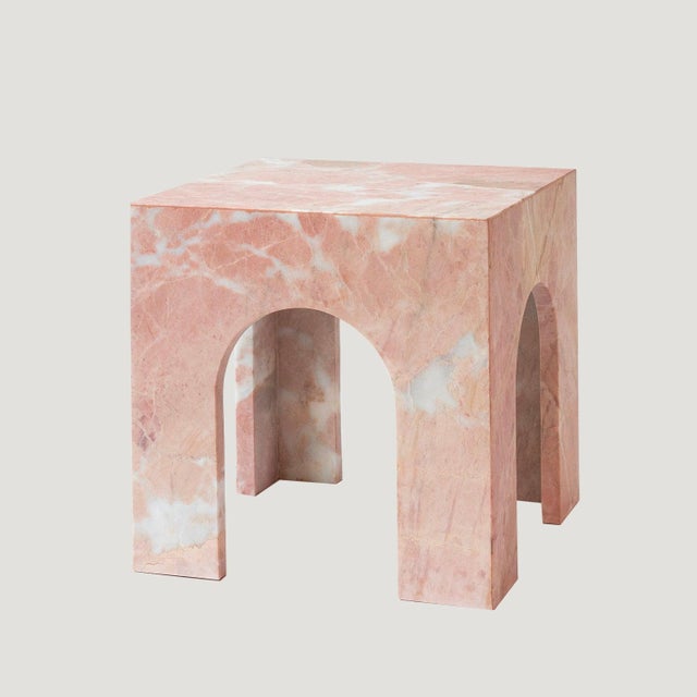 Beige Pink Marble Arch Side Table from Kiwano Concept For Sale - Image 8 of 8