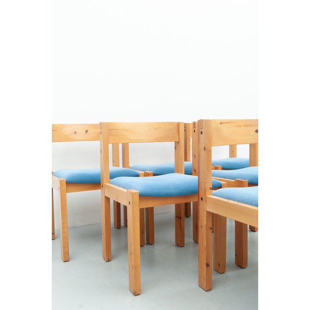 Blue Vintage Danish Dining Chairs in Pine, Set of 6 For Sale - Image 8 of 16