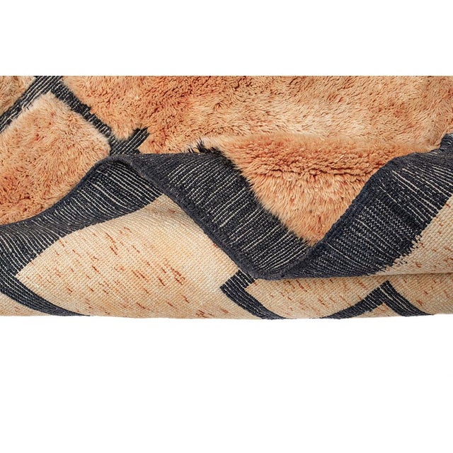 Modern Grid Hand-Knotted Wool Rug | 10'10" X 8'0" | One of a Kind For Sale - Image 6 of 7