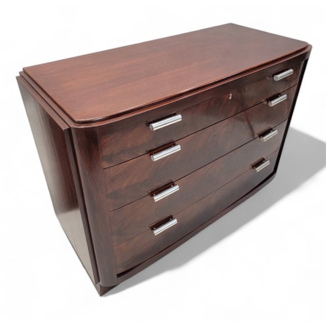 Ralph Lauren Art Deco Style Flame Mahogany Chests of Drawers by Ralph Lauren - Pair For Sale - Image 4 of 8