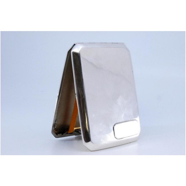Silver Cigarette Case with Beveled Corners, Monogram Card and Hinged Lid For Sale - Image 3 of 10