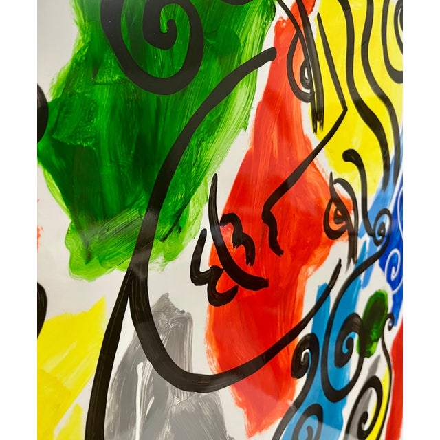 Abstract Oz El Hai 1, Original Oz El Hai Israeli Pop Art Vibrant Lacquer Enamel Painting Colorful Love, c. 20th century For Sale - Image 3 of 7
