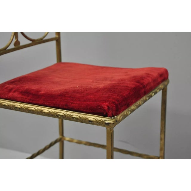 Early 20th Century Antique Italian or Spanish Hollywood Regency Gold Iron Gothic Small Side Chair For Sale In Philadelphia - Image 6 of 12
