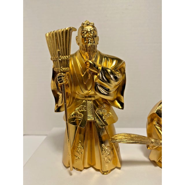 1970s Vintage Japanese Takasago “Jotomba” Happy Couple Figurines in Lacquer Display For Sale - Image 5 of 10