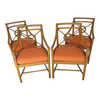 McGuire Leather & Cane Chairs - Set of 4 For Sale