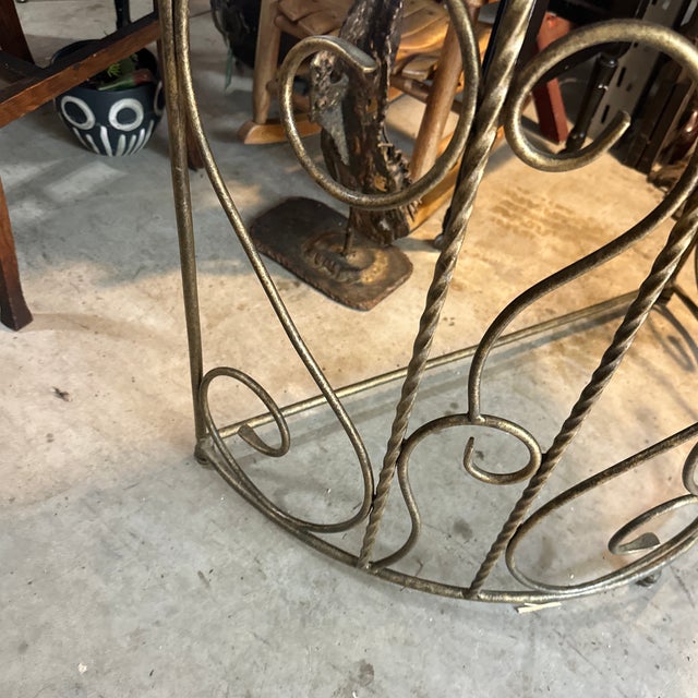 Vintage Metal Demilune Detailed Console Table For Sale - Image 9 of 10