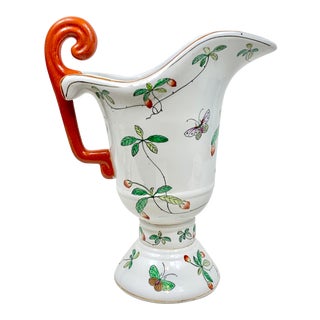 Vintage Extra Large Chinoiserie Pitcher For Sale