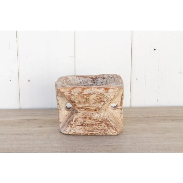 Farmhouse Indian Tribal Carved Candleholder-Sura For Sale - Image 3 of 8