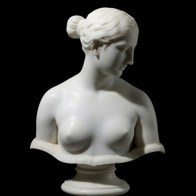 Hand-Carved Natural Marble Bust Sculpture – The Greek Slave For Sale - Image 4 of 6