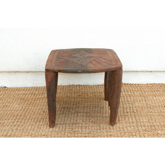 Wood Rare Carved Leaf Top African Table For Sale - Image 7 of 8