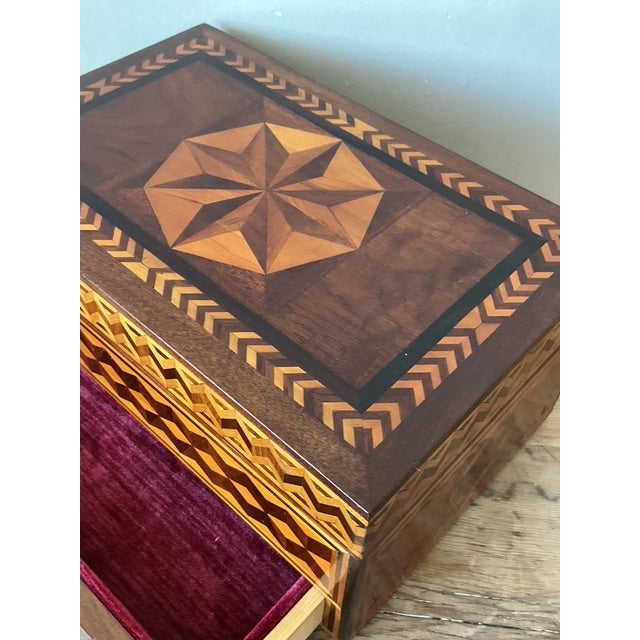 Vintage Boho Marquetry Wood Box For Sale In West Palm - Image 6 of 12